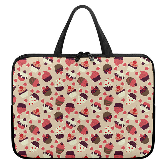 Vintage Cupcake Pattern Print Laptop Sleeve With Handle