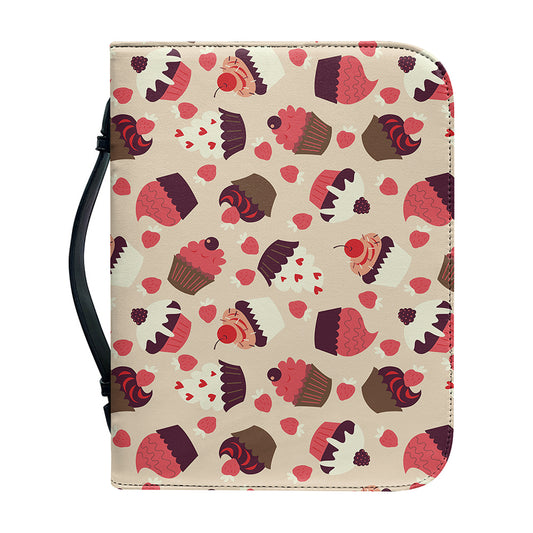 Vintage Cupcake Pattern Print Leather Bible Cover