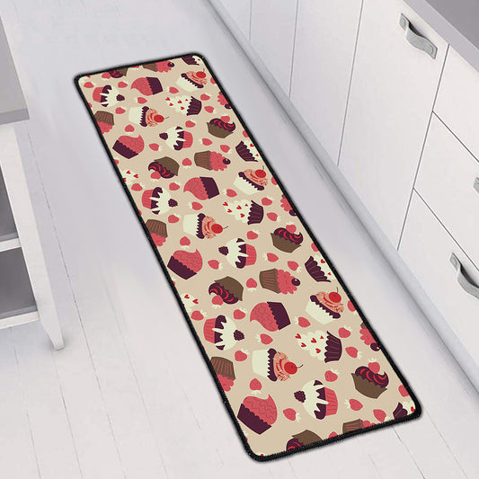 Vintage Cupcake Pattern Print Long Kitchen Mat