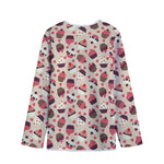 Vintage Cupcake Pattern Print Long Sleeve Short Coat