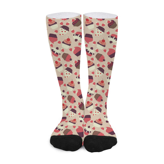 Vintage Cupcake Pattern Print Long Socks