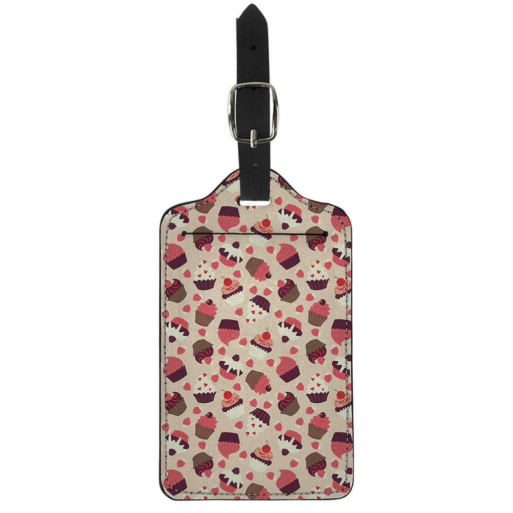 Vintage Cupcake Pattern Print Luggage Tag
