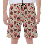 Vintage Cupcake Pattern Print Men's Beach Shorts