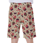 Vintage Cupcake Pattern Print Men's Beach Shorts