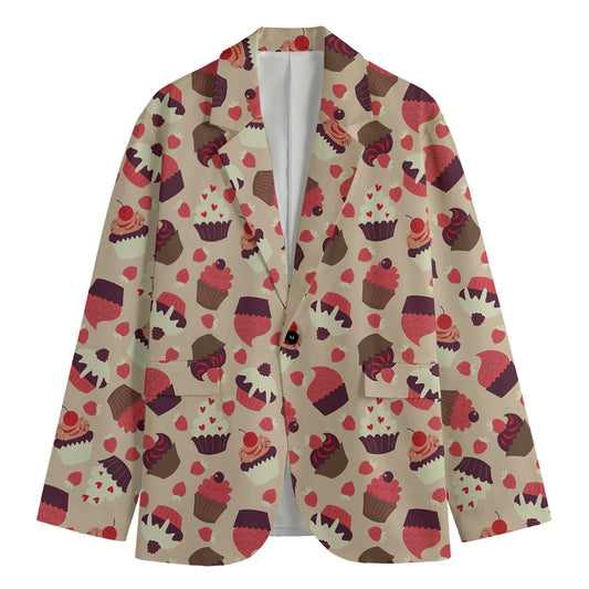 Vintage Cupcake Pattern Print Men's Blazer