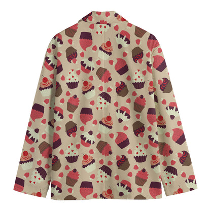 Vintage Cupcake Pattern Print Men's Blazer