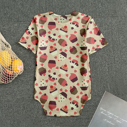 Vintage Cupcake Pattern Print Men's Bodysuit