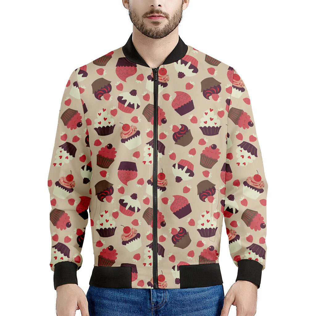 Vintage Cupcake Pattern Print Men's Bomber Jacket