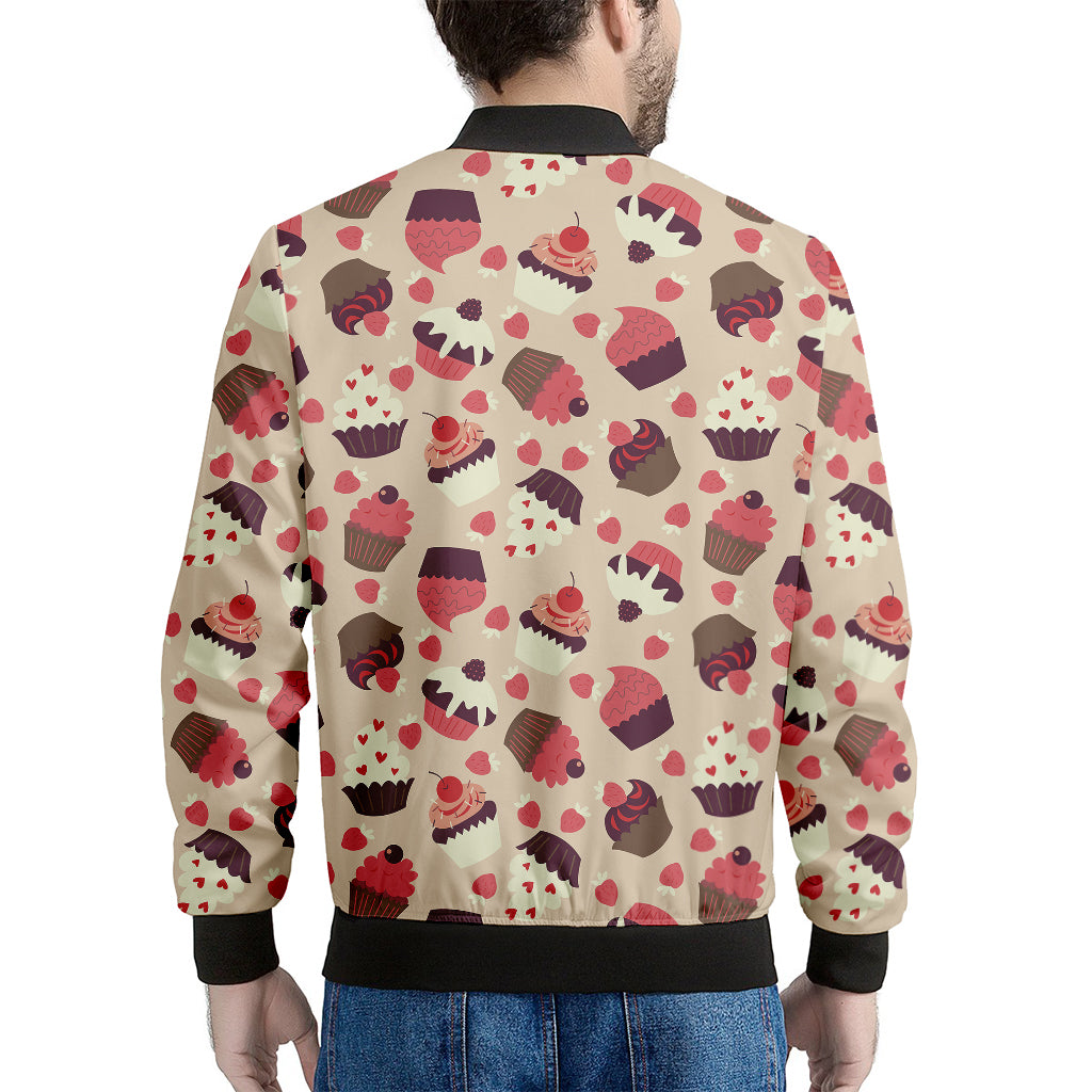 Vintage Cupcake Pattern Print Men's Bomber Jacket