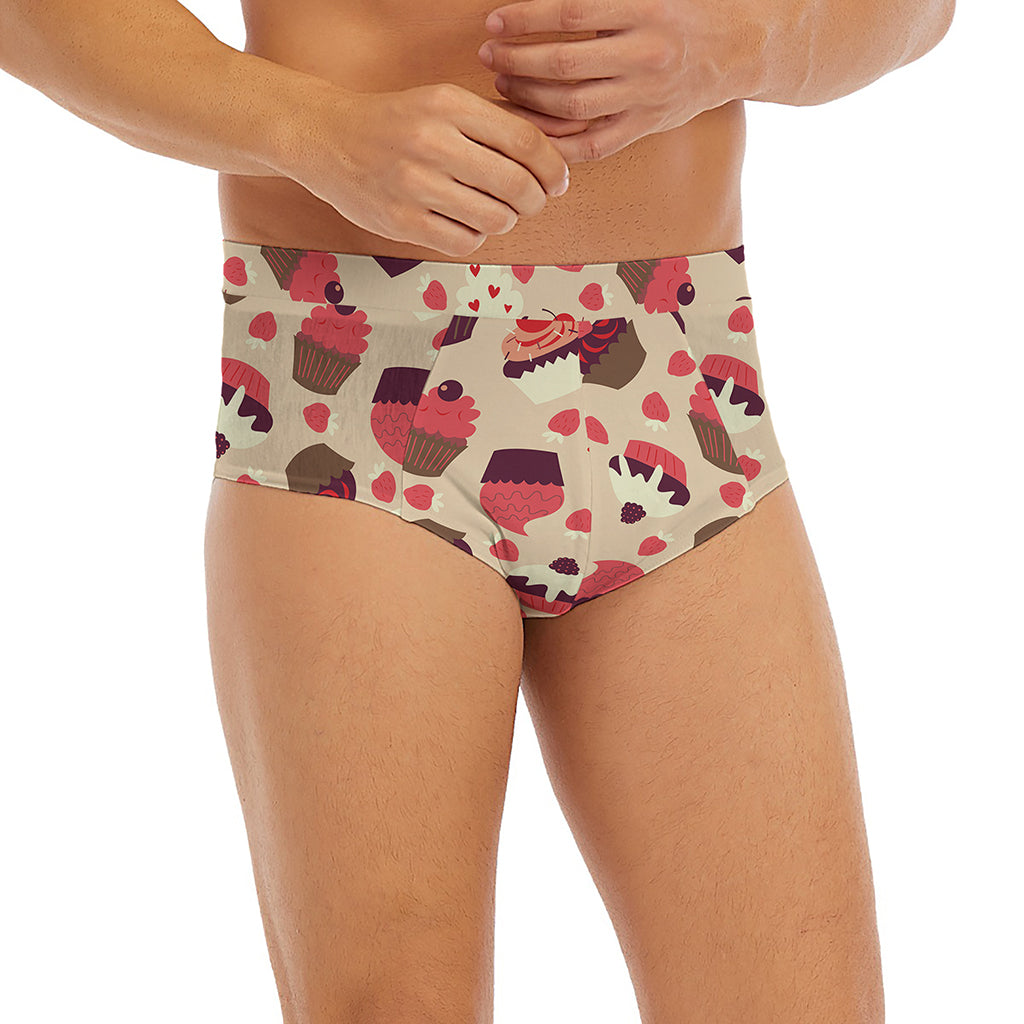 Vintage Cupcake Pattern Print Men's Briefs