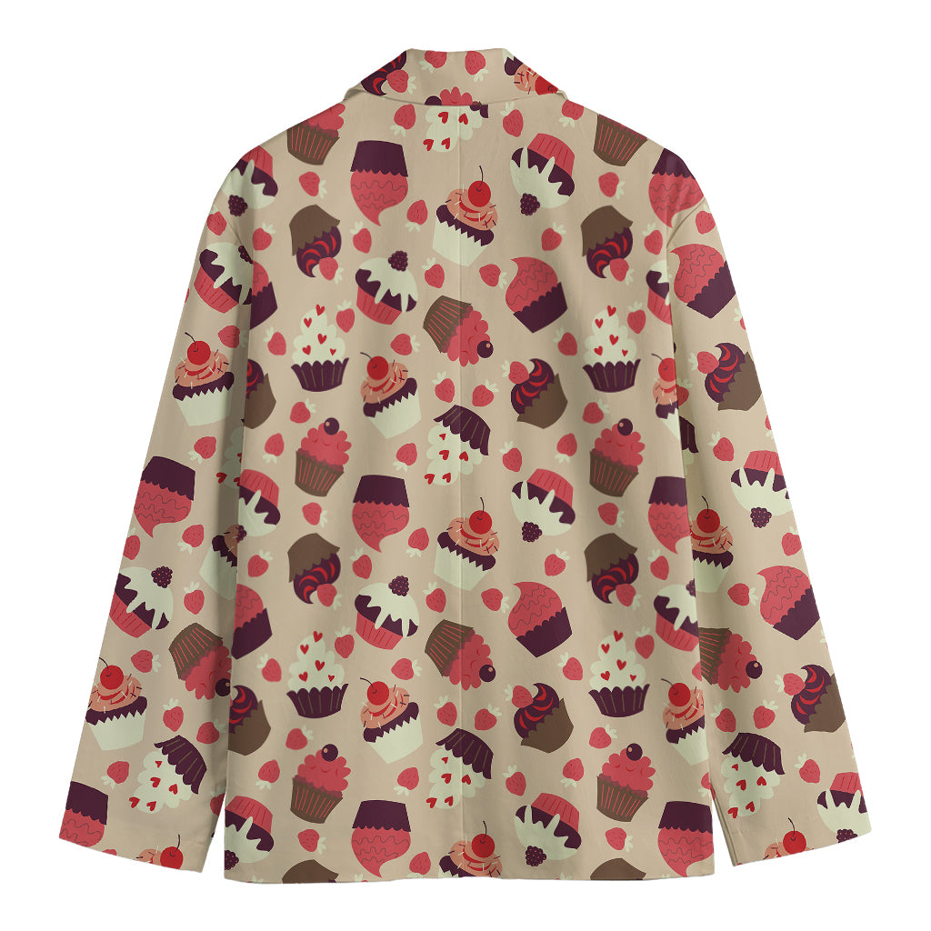 Vintage Cupcake Pattern Print Men's Cotton Blazer