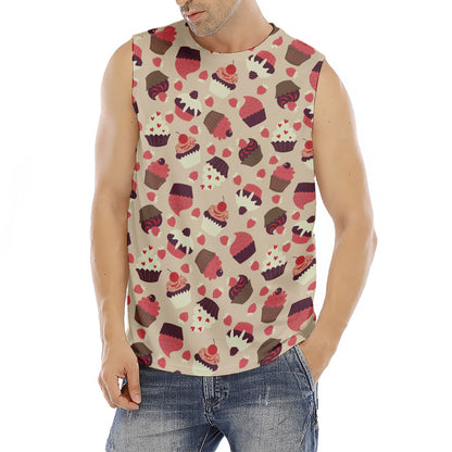 Vintage Cupcake Pattern Print Men's Fitness Tank Top