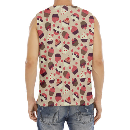 Vintage Cupcake Pattern Print Men's Fitness Tank Top