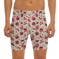Vintage Cupcake Pattern Print Men's Long Boxer Briefs