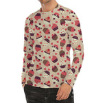 Vintage Cupcake Pattern Print Men's Long Sleeve Rash Guard