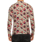Vintage Cupcake Pattern Print Men's Long Sleeve Rash Guard