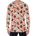 Vintage Cupcake Pattern Print Men's Long Sleeve T-Shirt