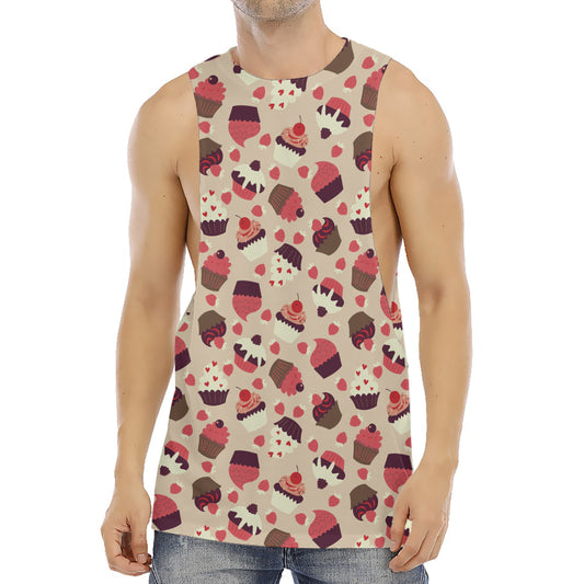 Vintage Cupcake Pattern Print Men's Muscle Tank Top