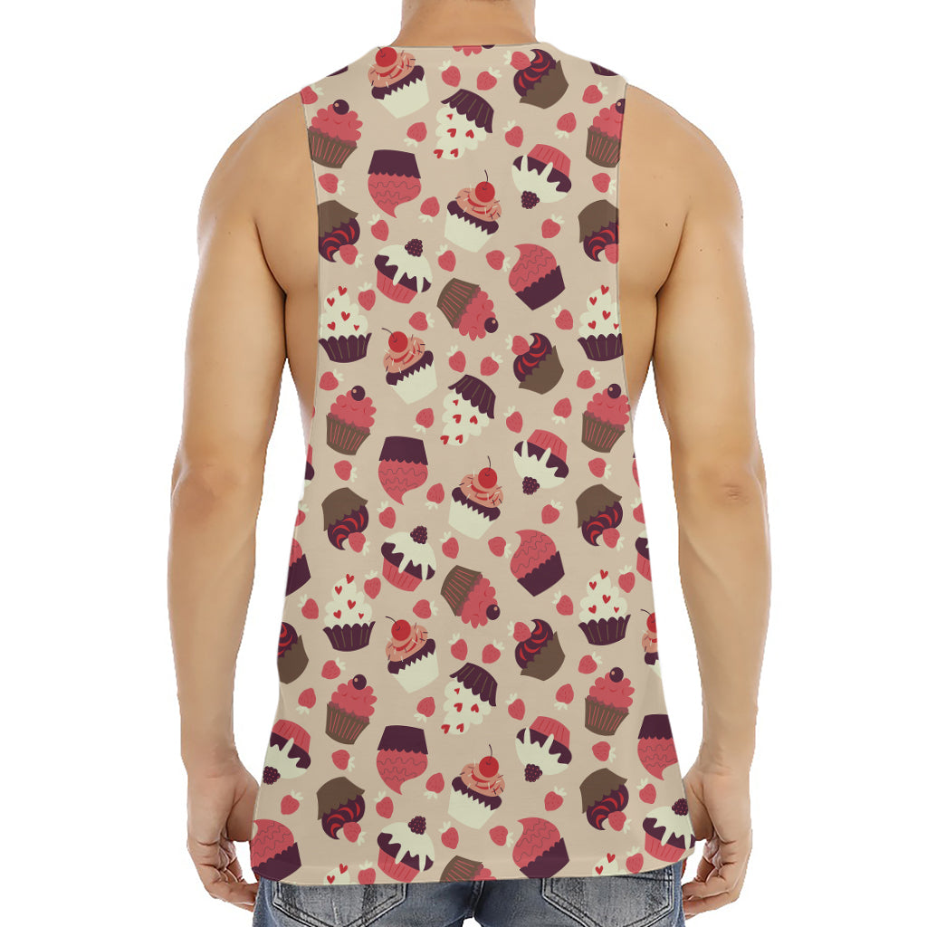 Vintage Cupcake Pattern Print Men's Muscle Tank Top