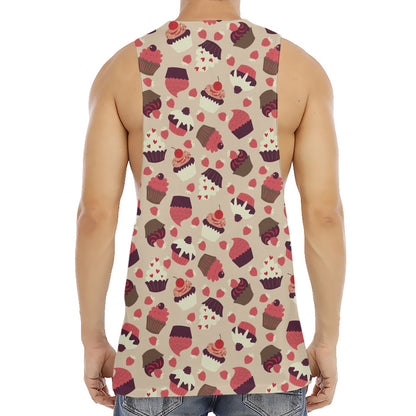 Vintage Cupcake Pattern Print Men's Muscle Tank Top
