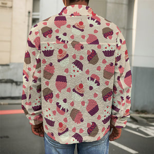 Vintage Cupcake Pattern Print Men's Shirt Jacket