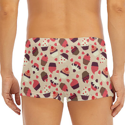 Vintage Cupcake Pattern Print Men's Short Boxer Briefs