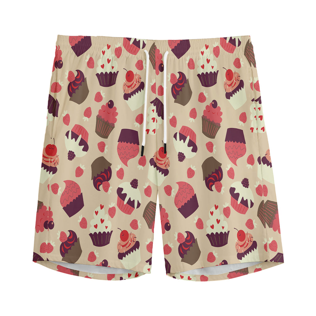 Vintage Cupcake Pattern Print Men's Sports Shorts