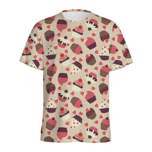 Vintage Cupcake Pattern Print Men's Sports T-Shirt