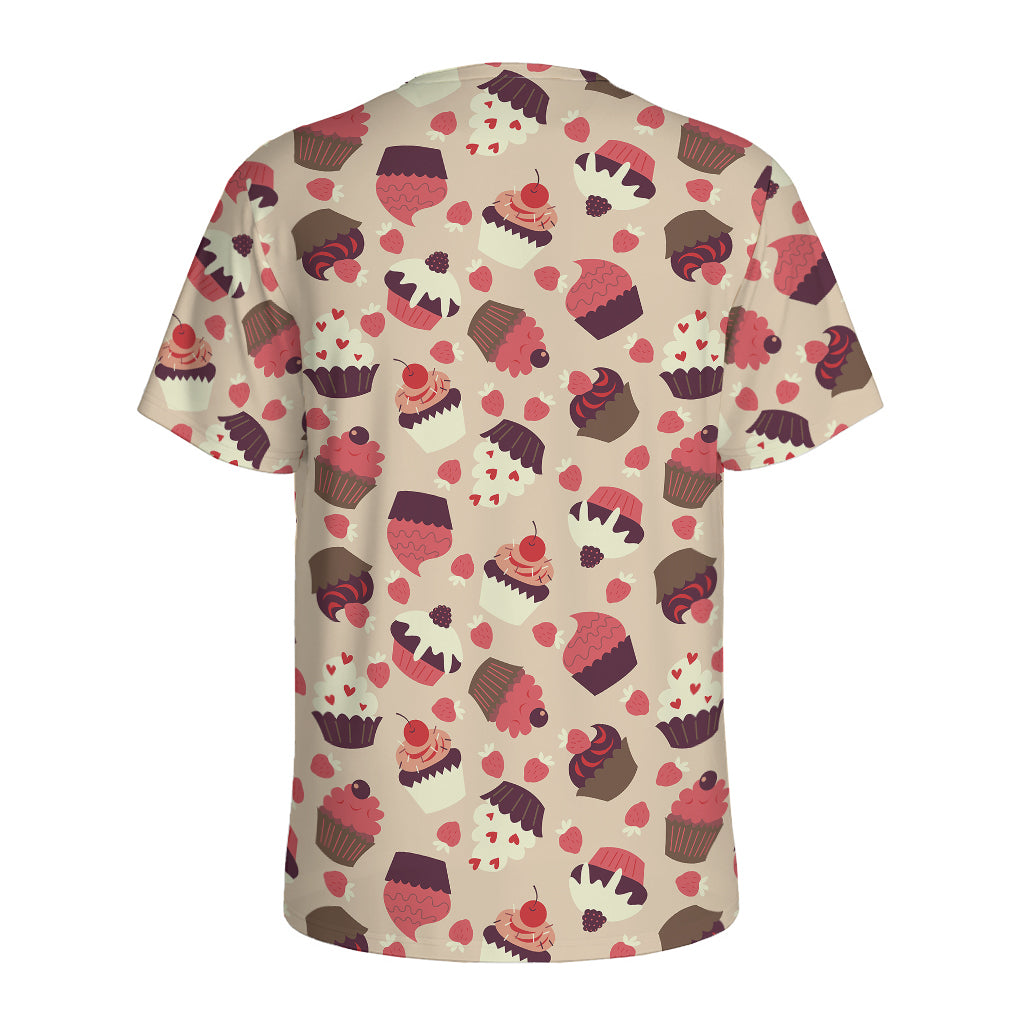 Vintage Cupcake Pattern Print Men's Sports T-Shirt