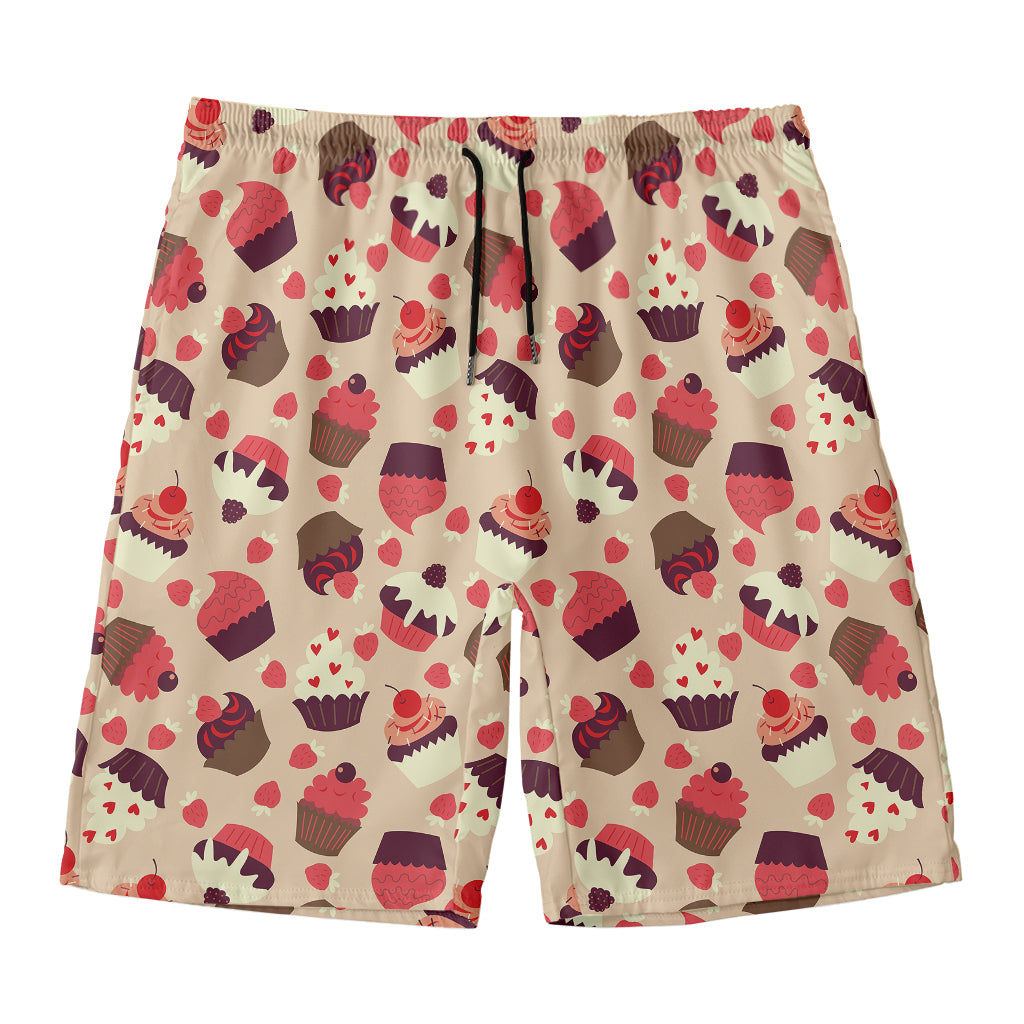 Vintage Cupcake Pattern Print Men's Swim Trunks