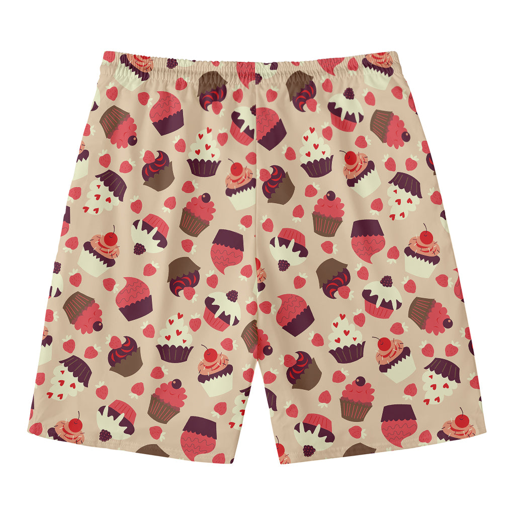 Vintage Cupcake Pattern Print Men's Swim Trunks