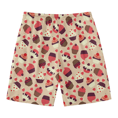 Vintage Cupcake Pattern Print Men's Swim Trunks