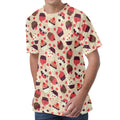 Vintage Cupcake Pattern Print Men's Velvet T-Shirt
