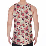 Vintage Cupcake Pattern Print Men's Velvet Tank Top