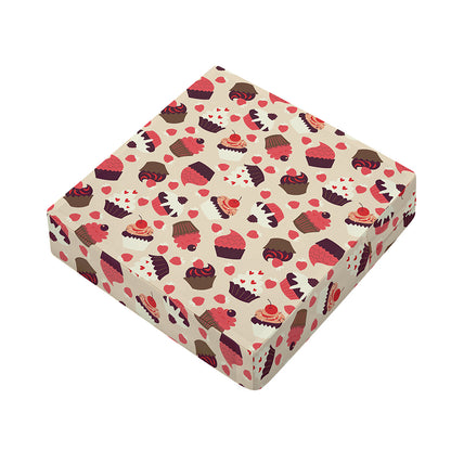Vintage Cupcake Pattern Print Outdoor Seat Cushion Cover