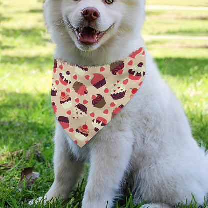 Vintage Cupcake Pattern Print Over The Collar Dog Bandana