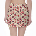 Vintage Cupcake Pattern Print Pencil Mini Skirt