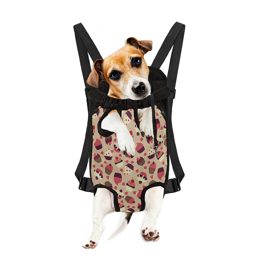 Vintage Cupcake Pattern Print Pet Carrier Backpack
