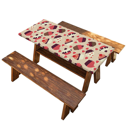 Vintage Cupcake Pattern Print Picnic Table Cover