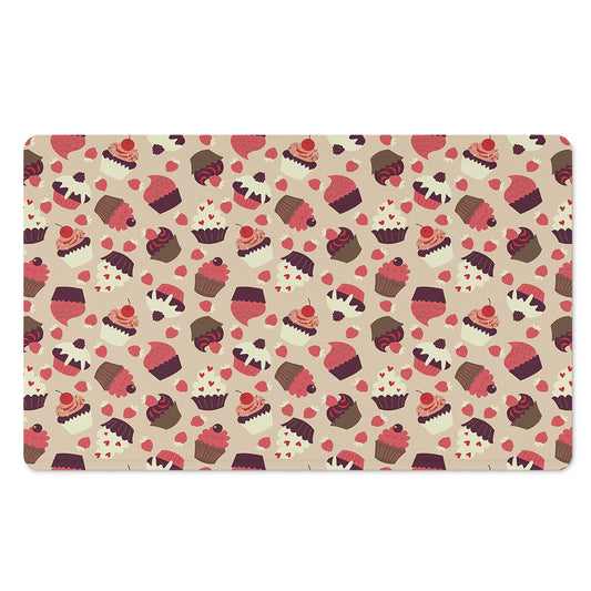 Vintage Cupcake Pattern Print Polyester Doormat