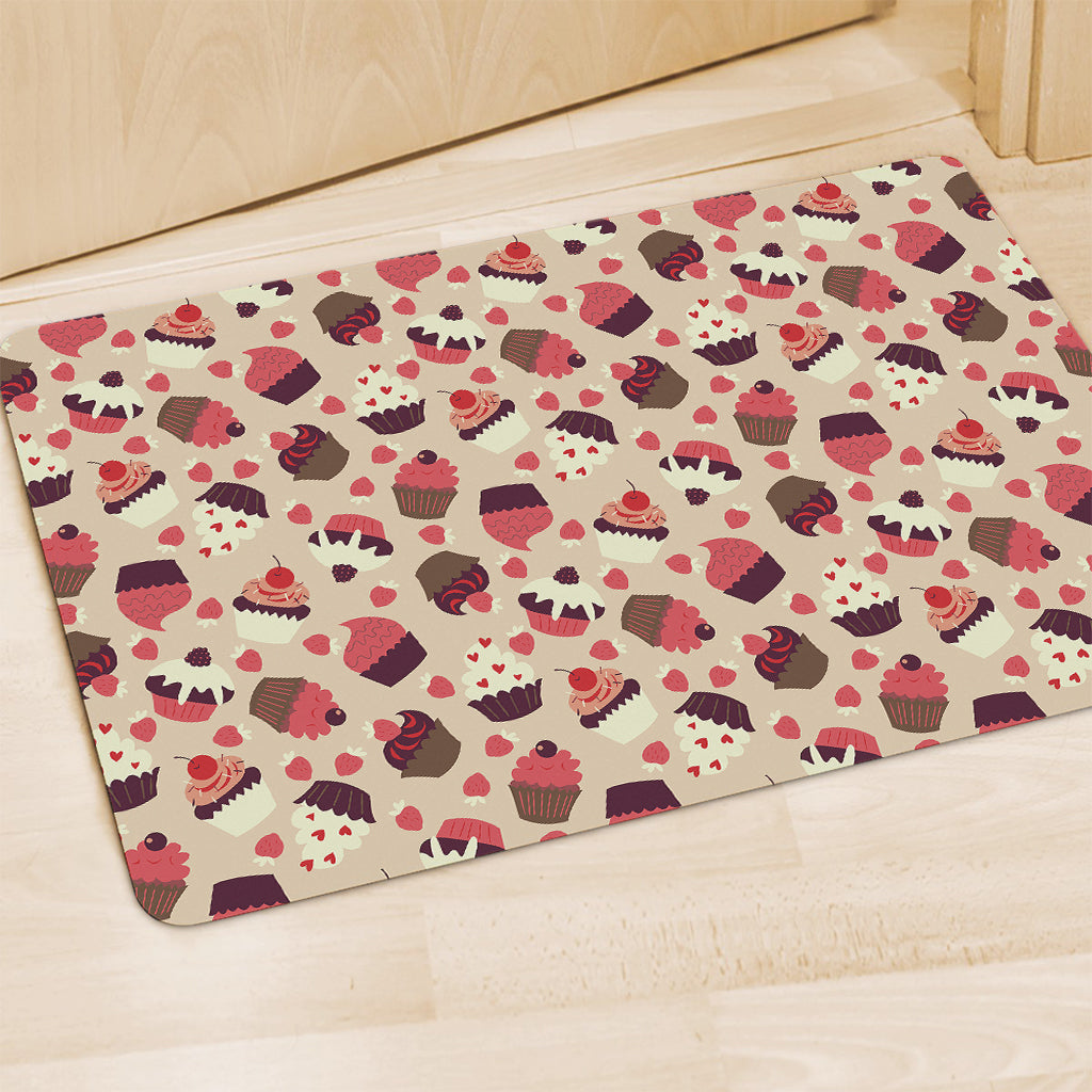 Vintage Cupcake Pattern Print Polyester Doormat