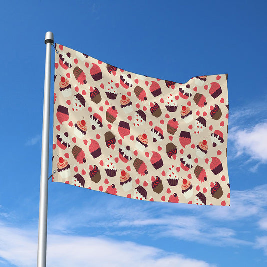 Vintage Cupcake Pattern Print Polyester Flag
