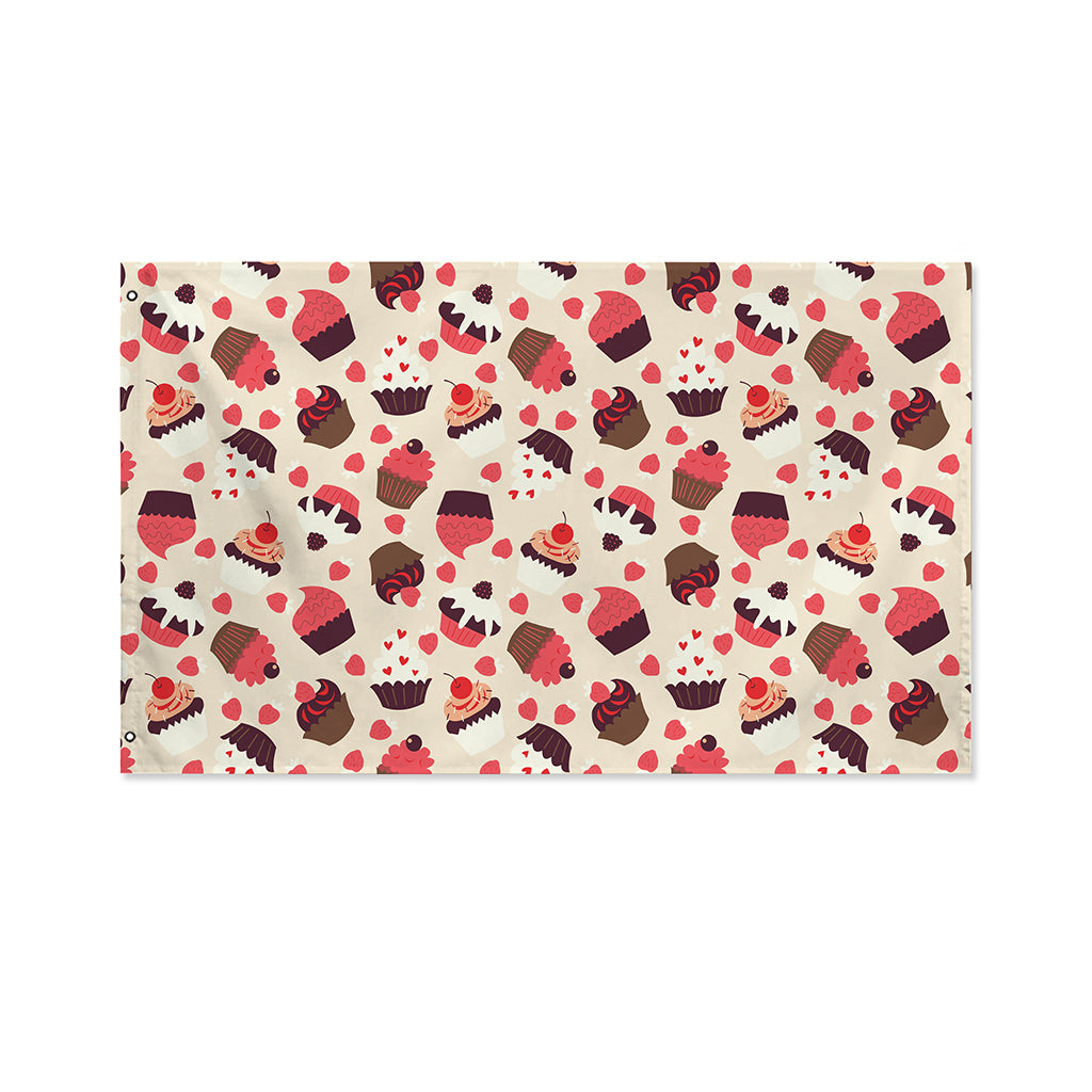 Vintage Cupcake Pattern Print Polyester Flag