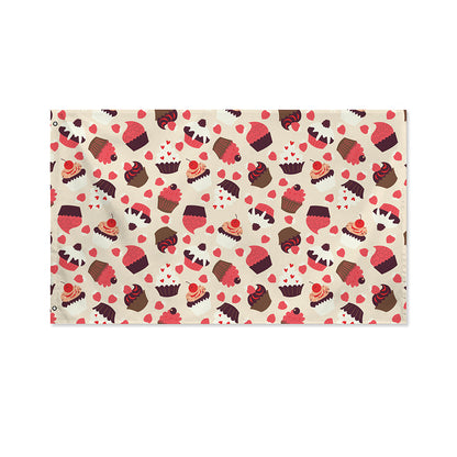 Vintage Cupcake Pattern Print Polyester Flag
