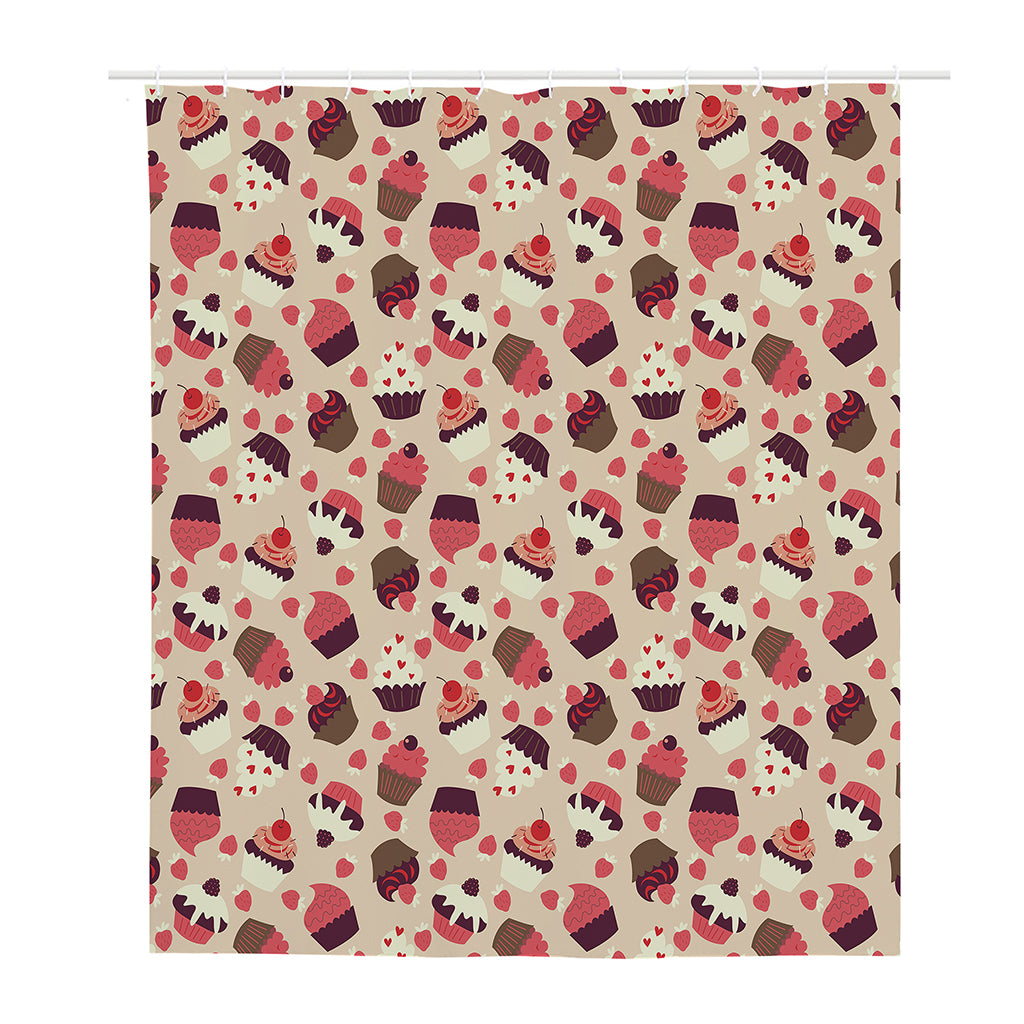 Vintage Cupcake Pattern Print Polyester Shower Curtain