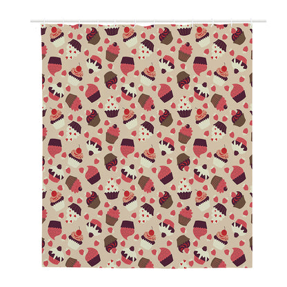 Vintage Cupcake Pattern Print Polyester Shower Curtain