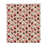 Vintage Cupcake Pattern Print Polyester Shower Curtain