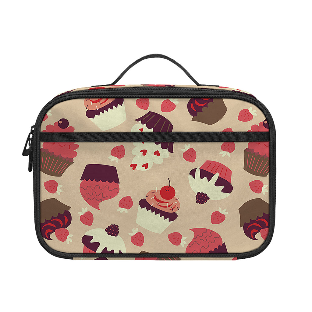 Vintage Cupcake Pattern Print Portable Lunch Bag