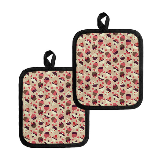 Vintage Cupcake Pattern Print Pot Holders