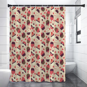 Vintage Cupcake Pattern Print Premium Shower Curtain